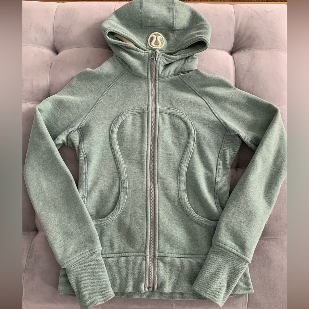 RARE 🦄 Lululemon Scuba Zippered Sweatshirt Cotton Fleece Hoodie Earl Grey Zest - Picture 1 of 13